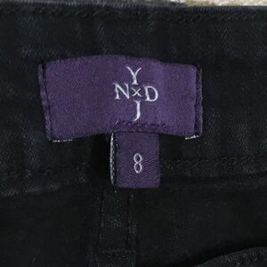 ND x YJ women’s 8 jeans denim pants print pattern throughout dark navy blue